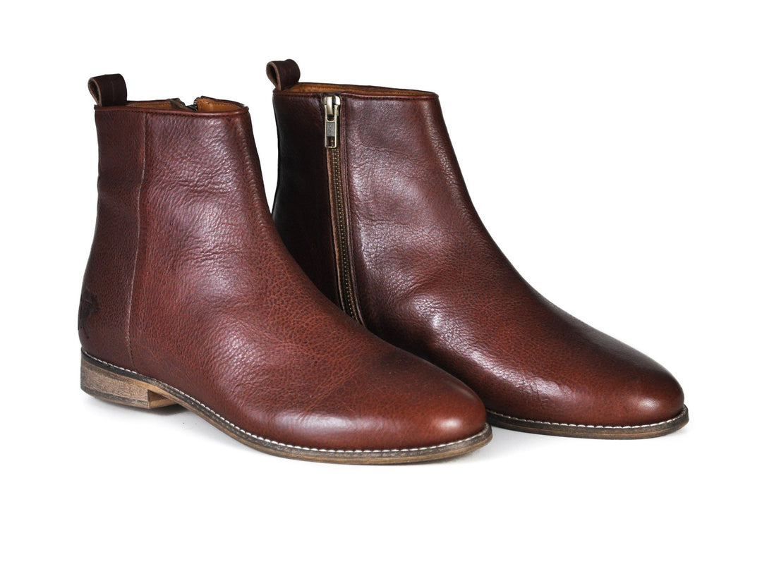 History of Cognac Zipper Boots