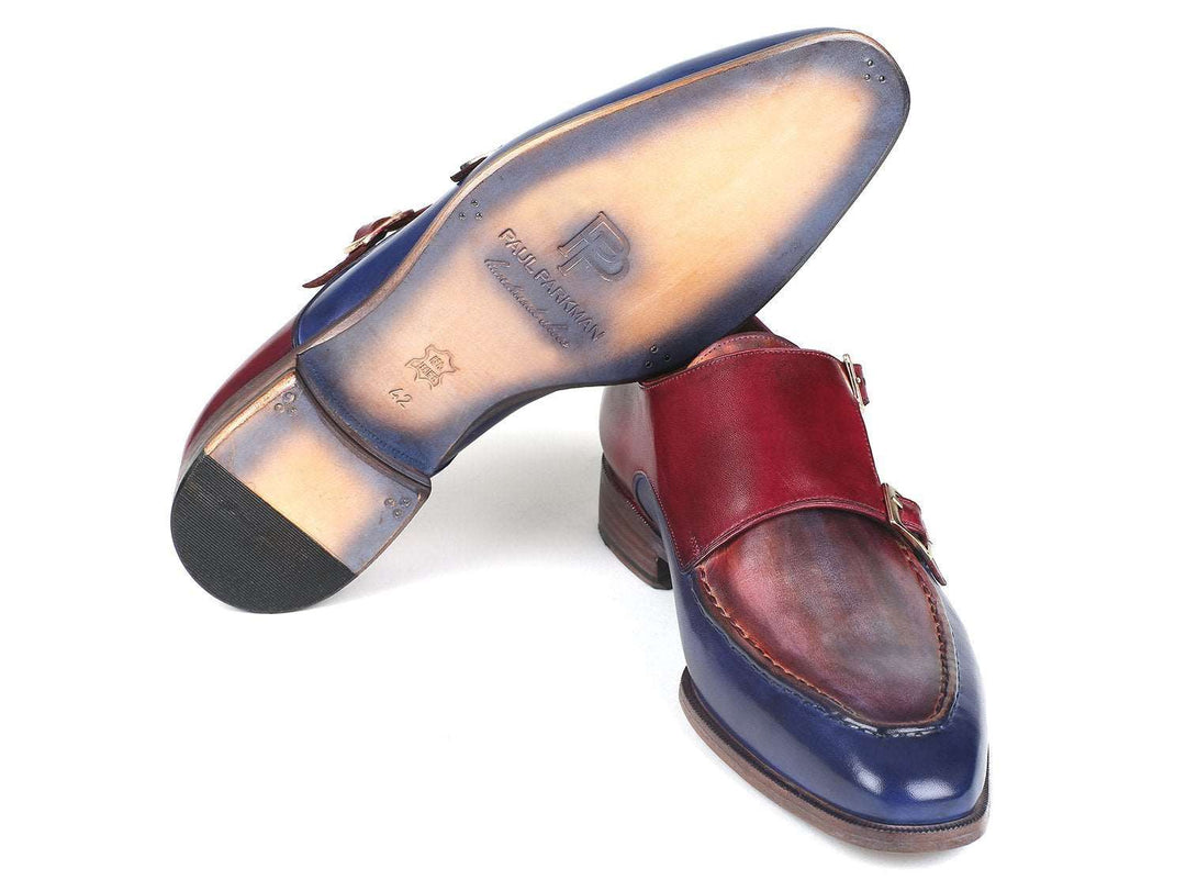 Paul Parkman Blue & Bordeaux Double Monkstrap - WKshoes