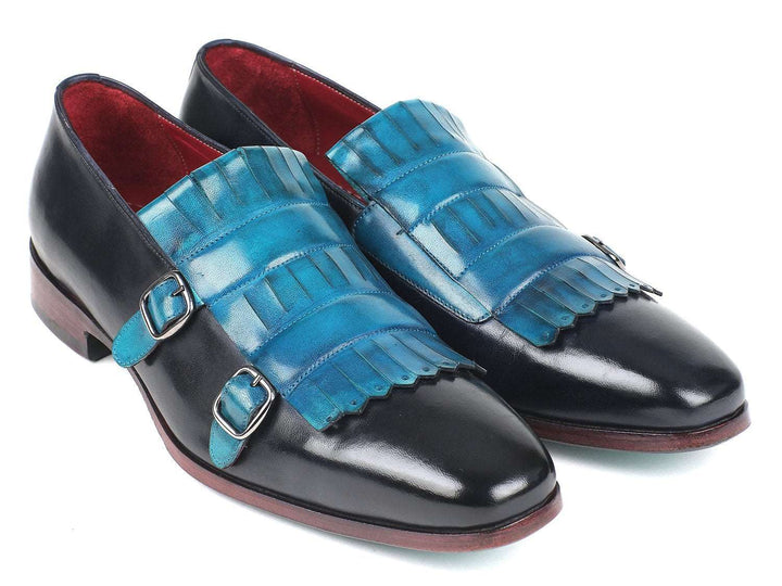 Paul Parkman Men's Blue & Navy Kiltie Double Monkstrap - WKshoes