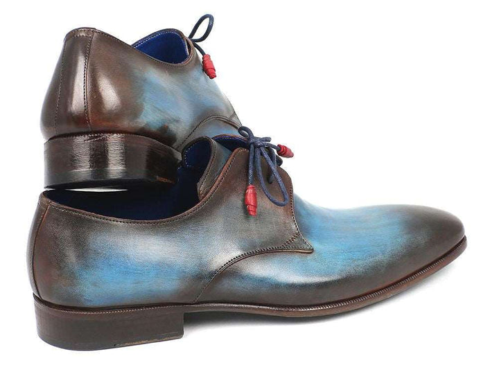 Paul Parkman Blue & Brown Hand-Painted Derby Shoes (ID#326-BLUBRW) - WKshoes