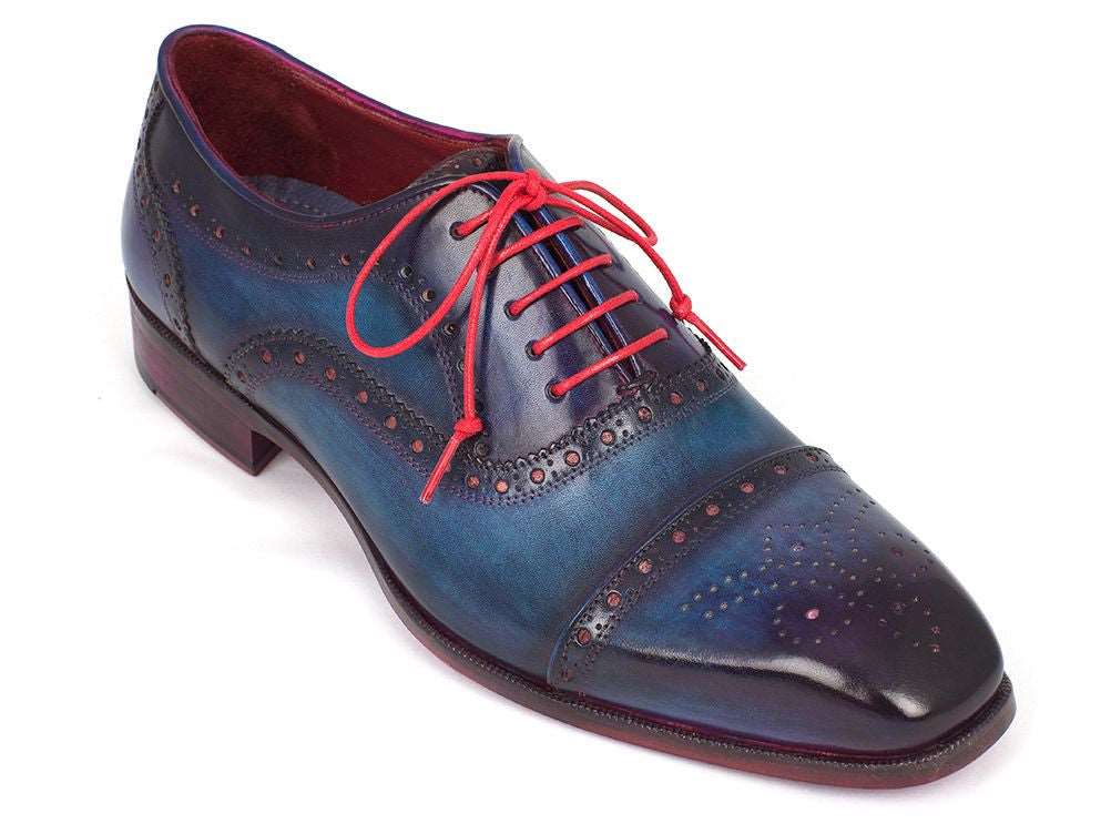 Paul Parkman Men's Captoe Oxfords Blue & Parliament (ID#024-PARL) - WKshoes