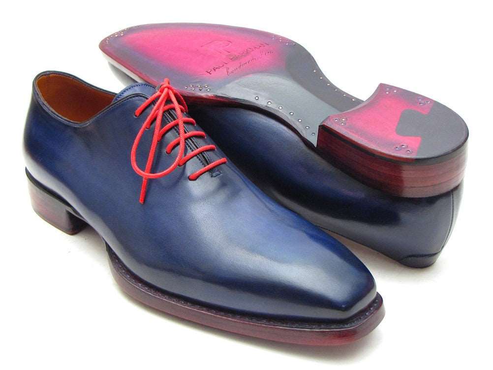 Paul Parkman Goodyear Welted Wholecut Oxfords Navy Blue Hand-Painted (ID#044CR) - WKshoes