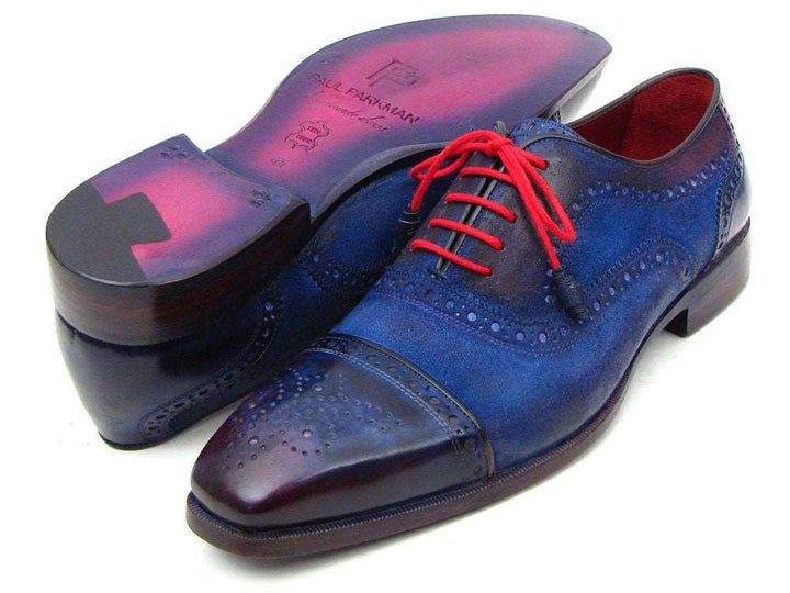 Paul Parkman Men's Captoe Oxfords Blue Suede (ID#024-BLUSD) - WKshoes