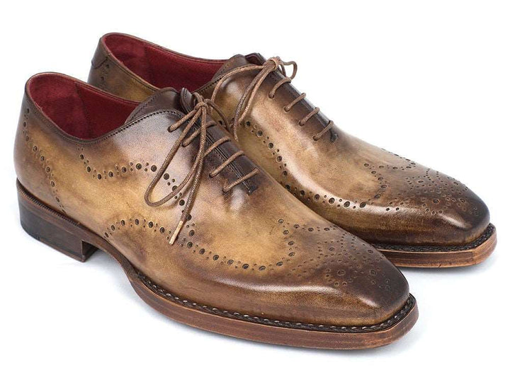 Paul Parkman Goodyear Welted Men's Wingtip Oxfords Antique Olive (ID#87OLV54) - WKshoes