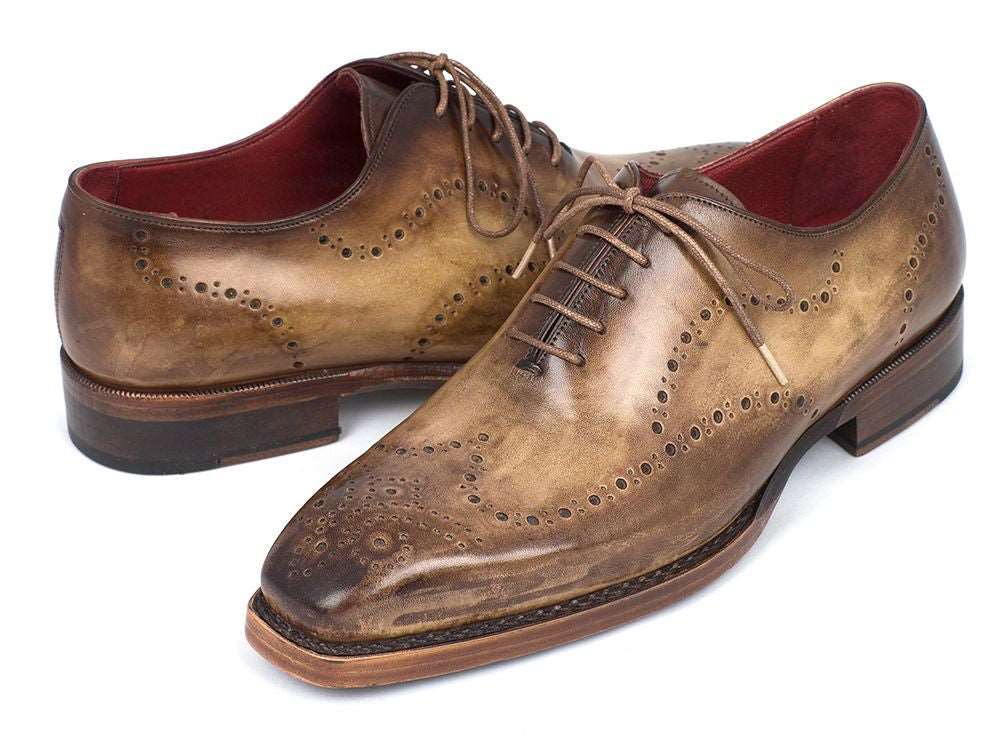 Paul Parkman Goodyear Welted Men's Wingtip Oxfords Antique Olive (ID#87OLV54) - WKshoes