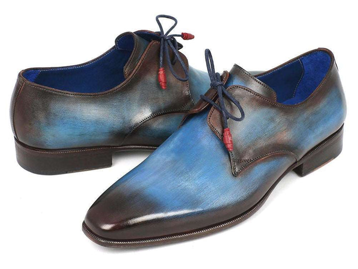 Paul Parkman Blue & Brown Hand-Painted Derby Shoes (ID#326-BLUBRW) - WKshoes