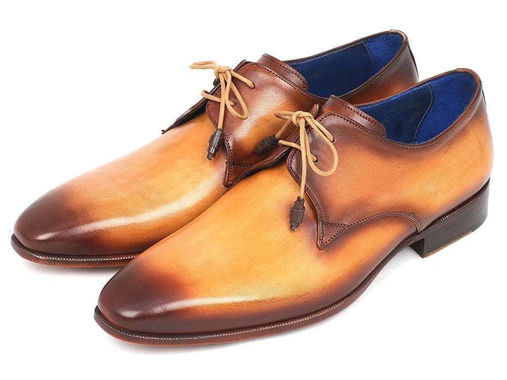 Paul Parkman Brown & Camel Hand-Painted Derby Shoes (ID#326-CMLBRW) - WKshoes