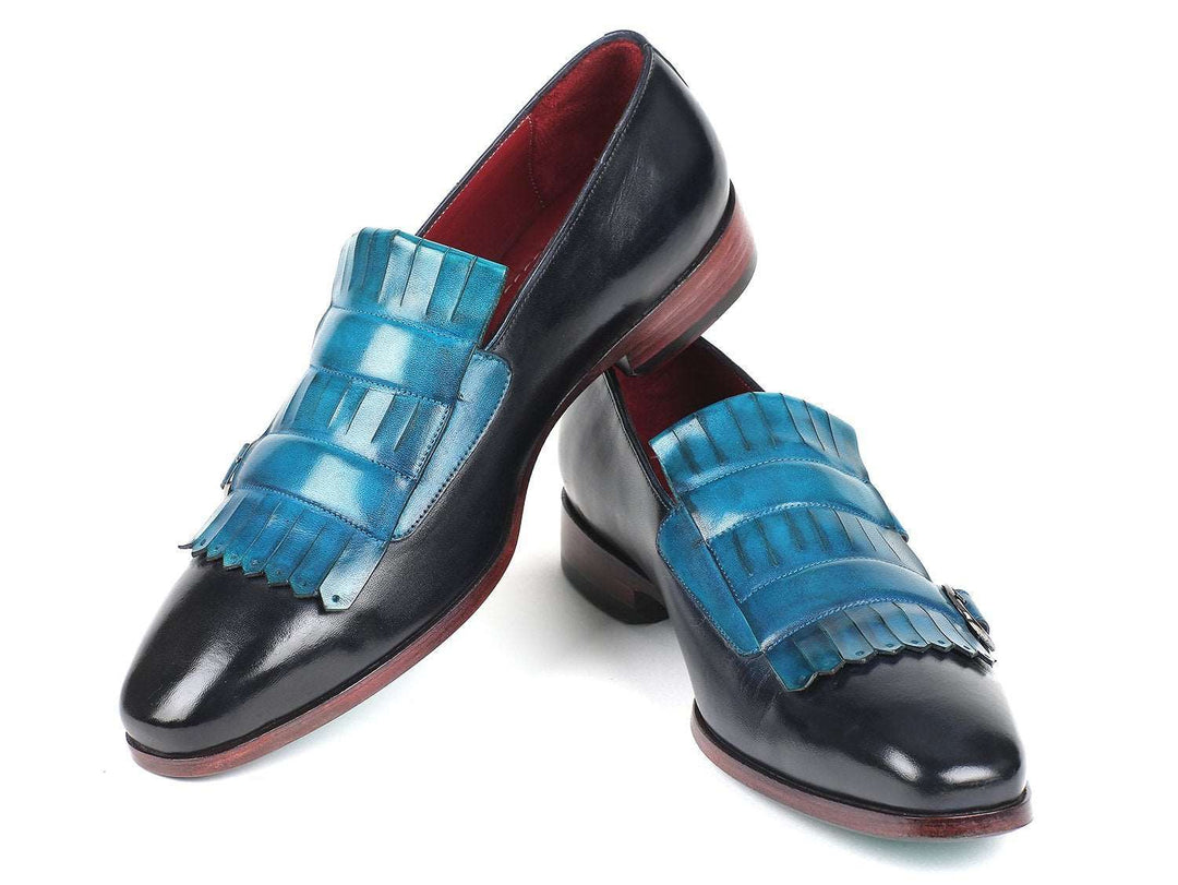 Paul Parkman Men's Blue & Navy Kiltie Double Monkstrap - WKshoes