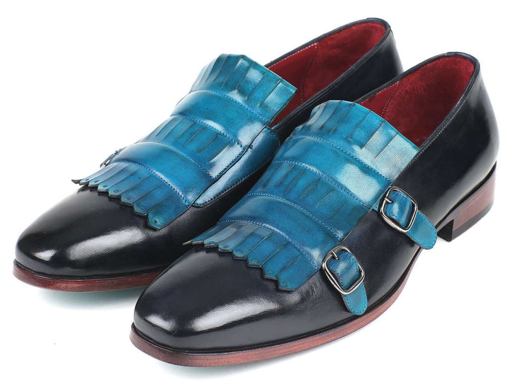 Paul Parkman Men's Blue & Navy Kiltie Double Monkstrap - WKshoes