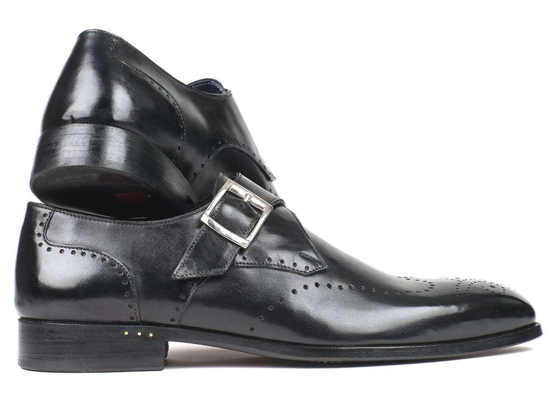 Paul Parkman Black Wingtip Single Monkstrap - WKshoes