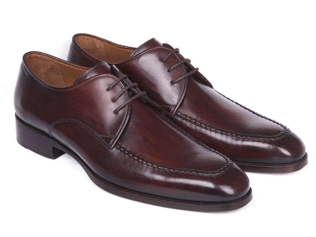 Paul Parkman Brown & Bordeaux Leather Apron Derby Shoes - WKshoes