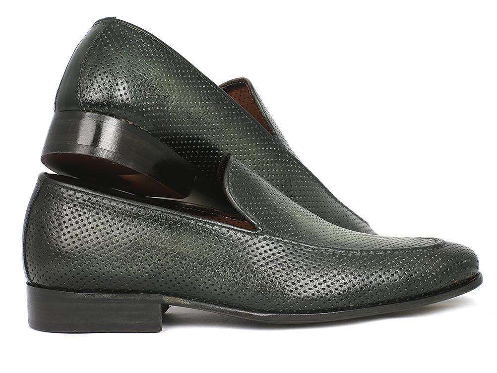 Paul Parkman Green Perforated Leather Loafers - WKshoes