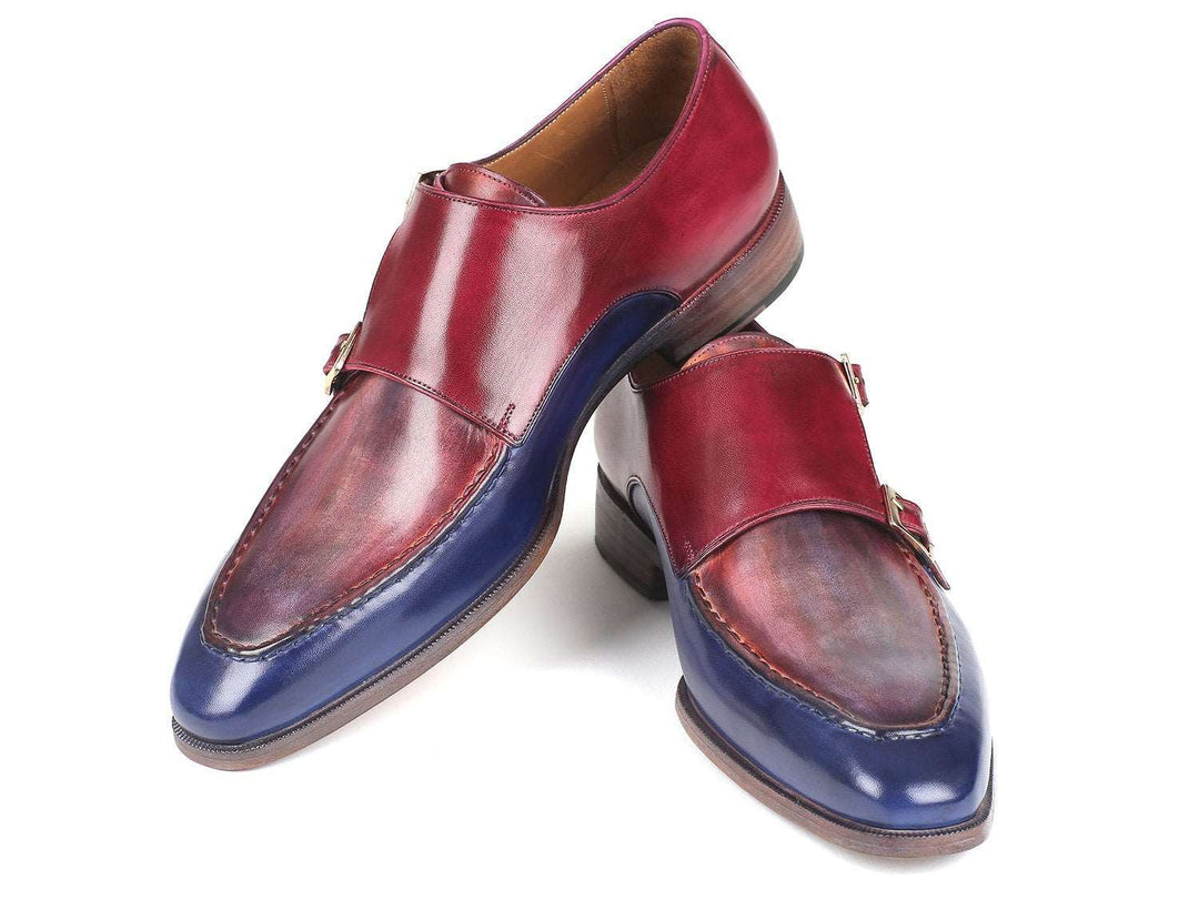 Paul Parkman Blue & Bordeaux Double Monkstrap - WKshoes