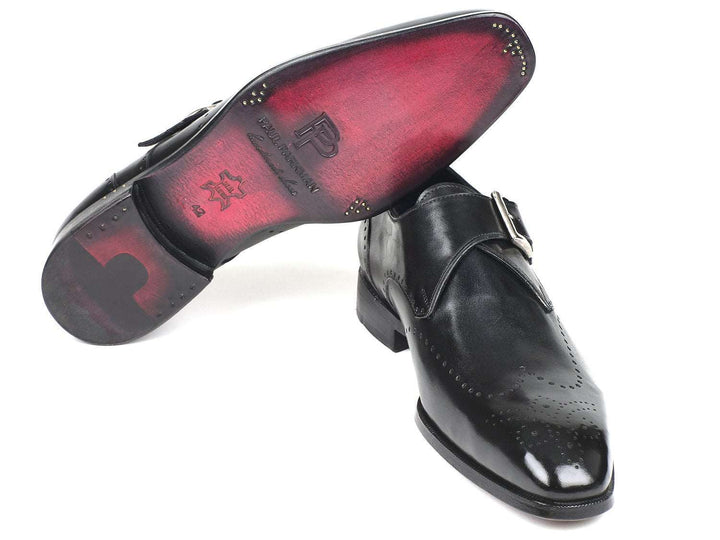 Paul Parkman Black Wingtip Single Monkstrap - WKshoes