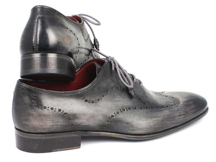 Paul Parkman Gray & Black Calfskin Wingtip Oxfords - WKshoes