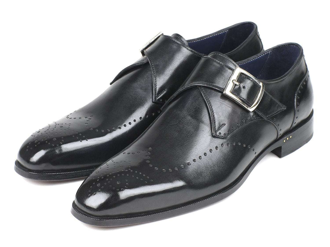 Paul Parkman Black Wingtip Single Monkstrap - WKshoes