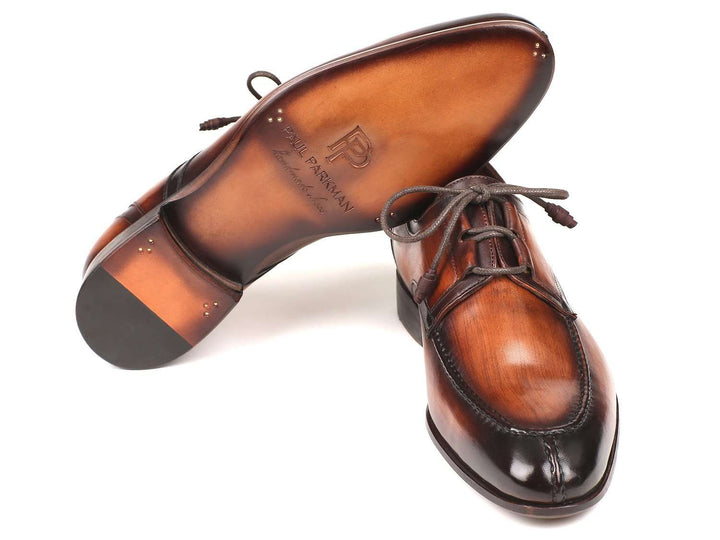 Paul Parkman Ghillie Lacing Brown Burnished Dress Shoes - WKshoes