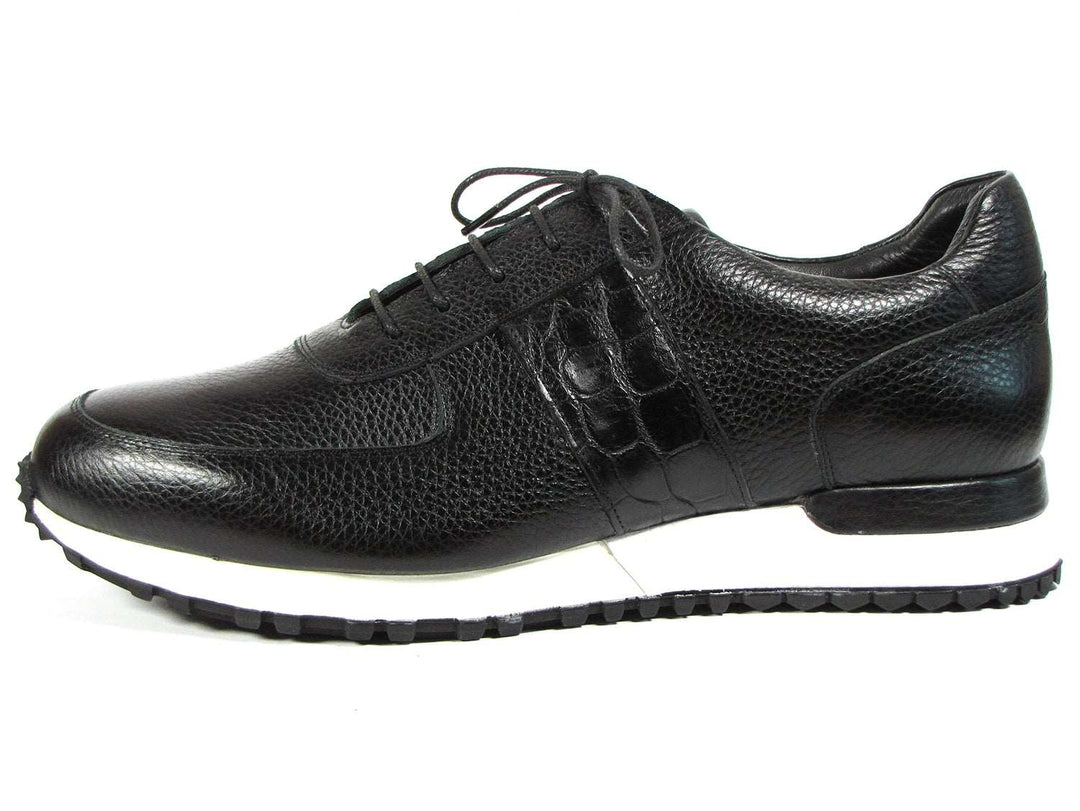 Paul Parkman Men's Black Floater Leather Sneakers (ID#LP206BLK) - WKshoes