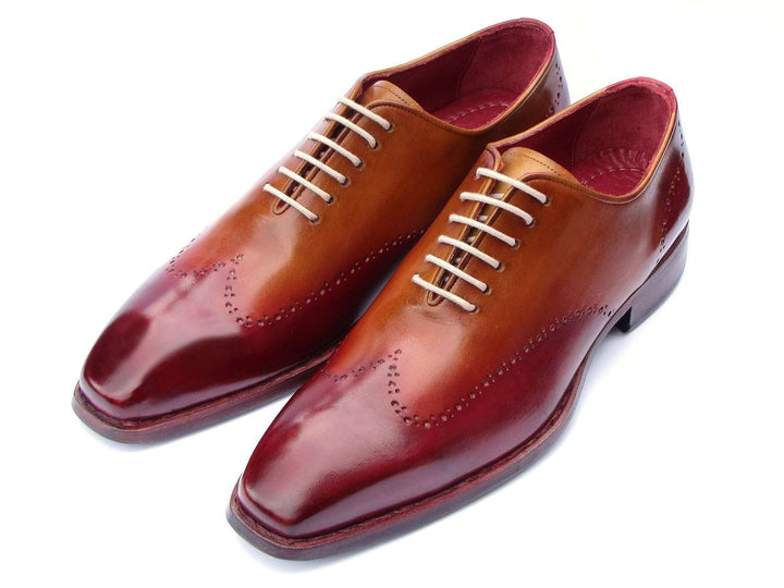 Paul Parkman Goodyear Welted Wingtip Oxfords Bordeaux & Camel (ID#081-RDT) - WKshoes