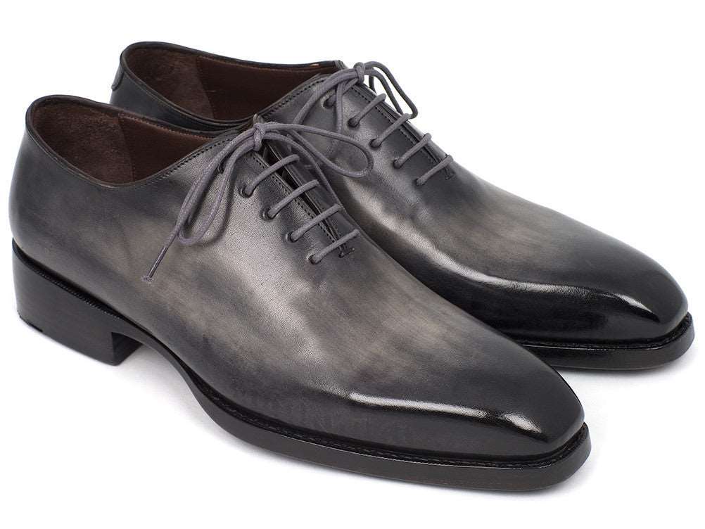 Paul Parkman Goodyear Welted Wholecut Oxfords Gray Black Hand-Painted (ID#044GRY) - WKshoes