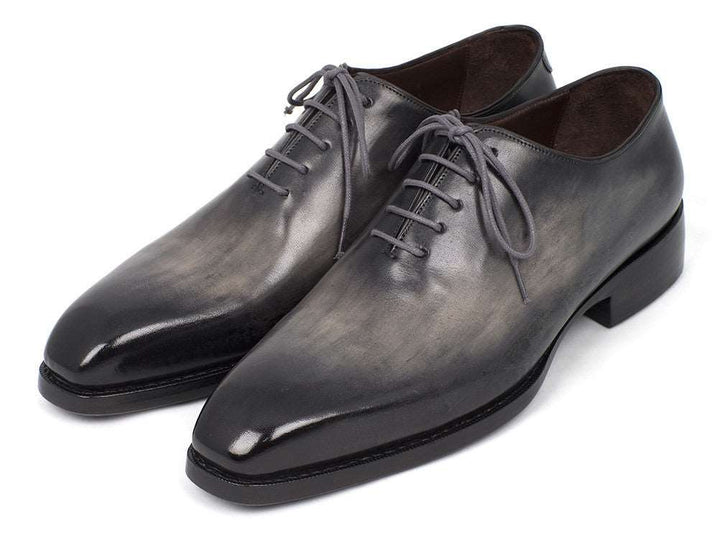 Paul Parkman Goodyear Welted Wholecut Oxfords Gray Black Hand-Painted (ID#044GRY) - WKshoes