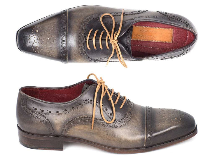 Paul Parkman Men's Captoe Oxfords Gray (ID#024-GRAY) - WKshoes