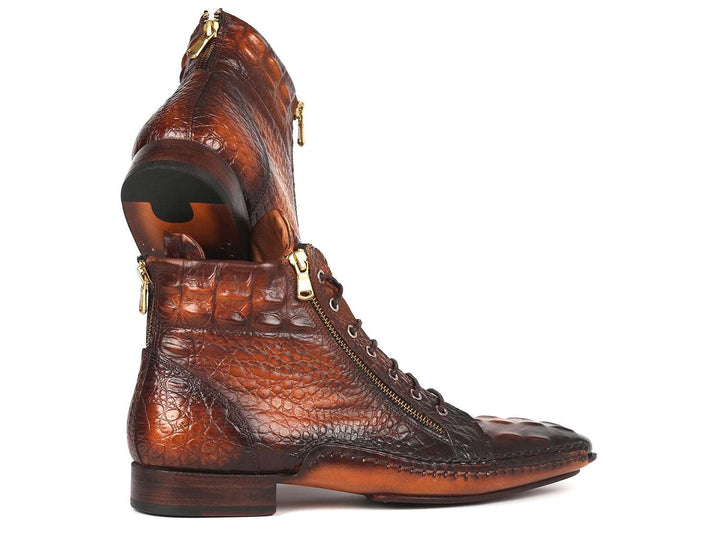 Paul Parkman Crocodile Textured Zipper Boots - WKshoes