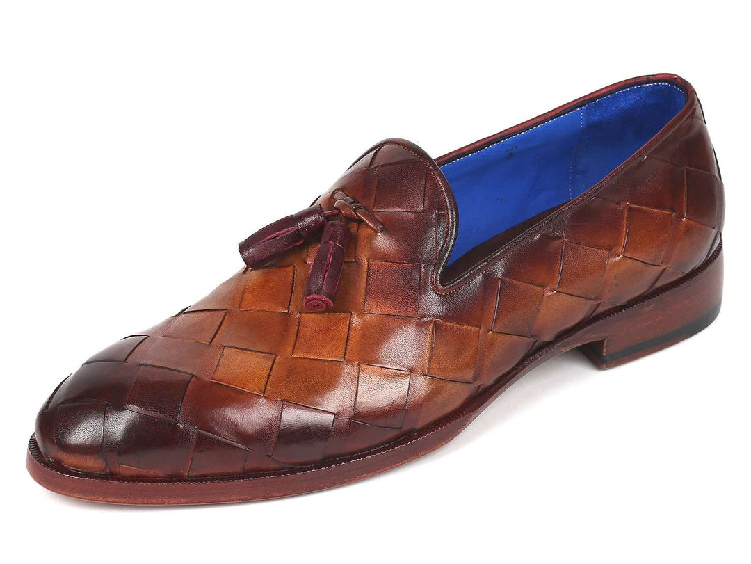 Paul Parkman Men's Big Braided Tassel Loafers Brown  (ID#6623-BRW) - WKshoes