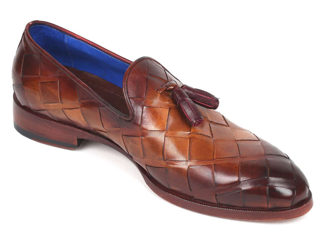 Paul Parkman Men's Big Braided Tassel Loafers Brown  (ID#6623-BRW) - WKshoes