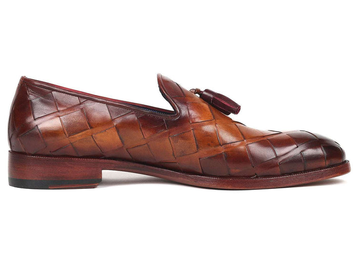 Paul Parkman Men's Big Braided Tassel Loafers Brown  (ID#6623-BRW) - WKshoes