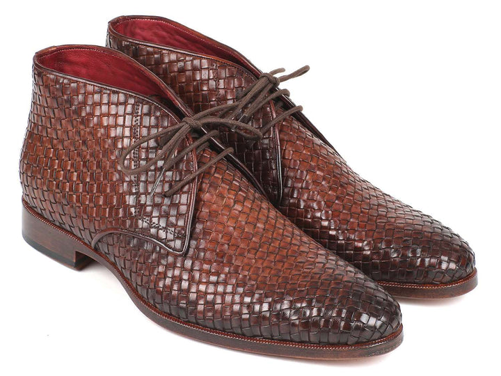 Paul Parkman Men's Brown Woven Leather Chukka Boots (ID#CK82WVN) - WKshoes