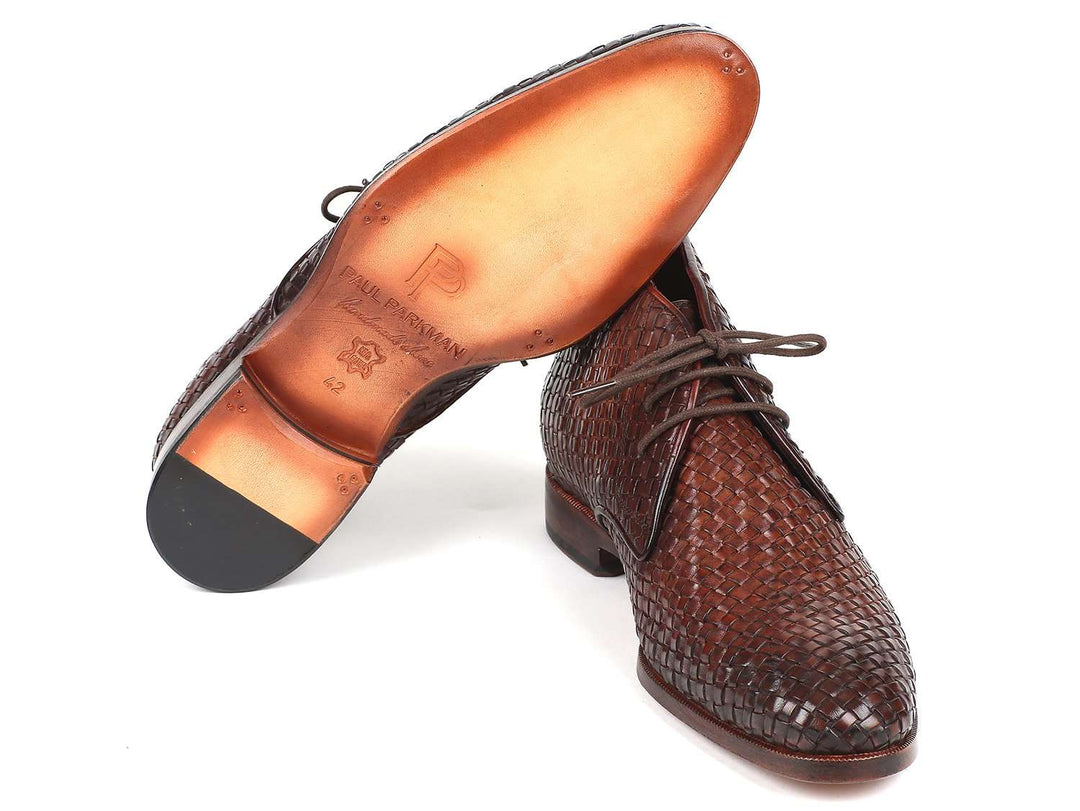 Paul Parkman Men's Brown Woven Leather Chukka Boots (ID#CK82WVN) - WKshoes