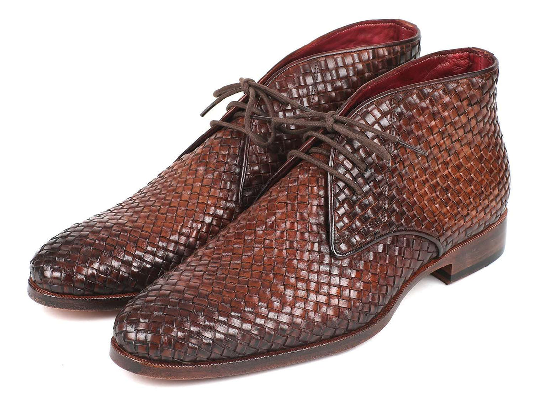 Paul Parkman Men's Brown Woven Leather Chukka Boots (ID#CK82WVN) - WKshoes