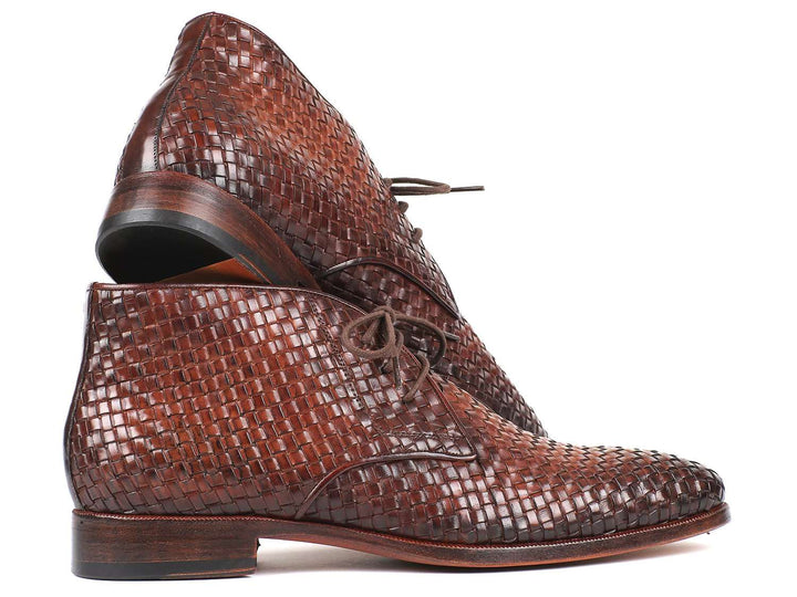 Paul Parkman Men's Brown Woven Leather Chukka Boots (ID#CK82WVN) - WKshoes