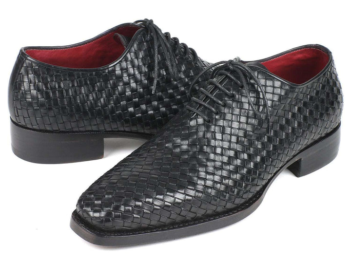 Paul Parkman Men's Black Woven Leather Oxfords (ID#044WN86) - WKshoes