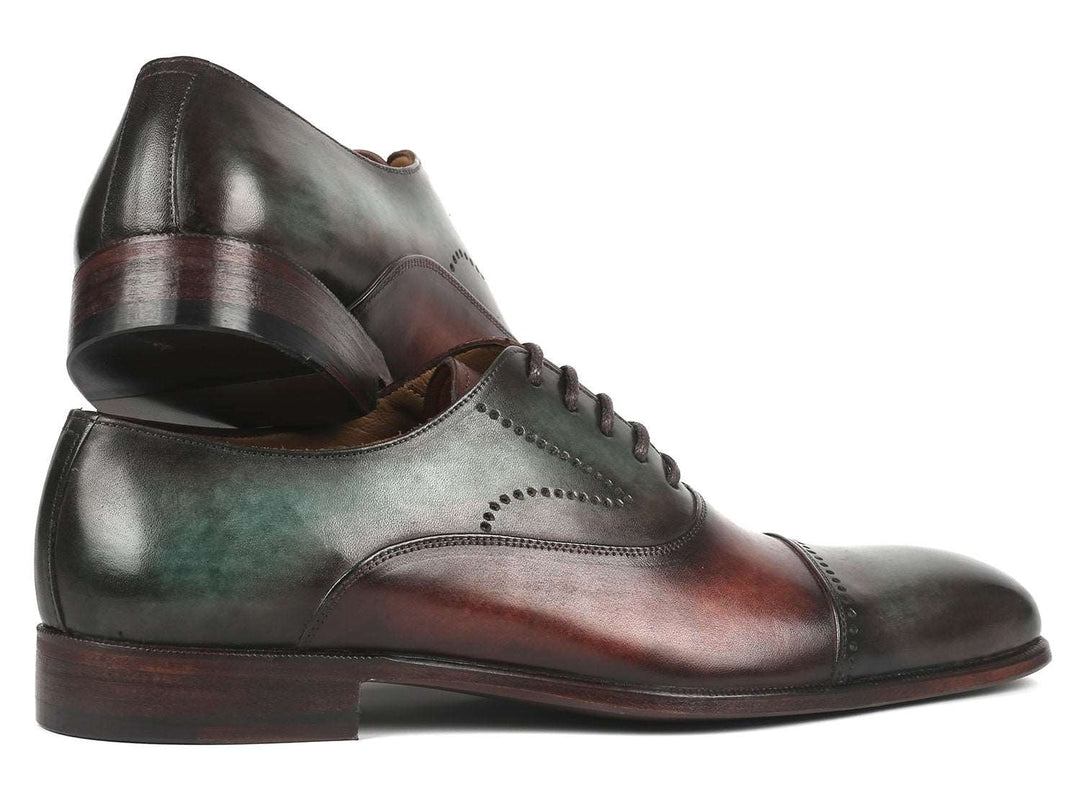 Paul Parkman Men's Cap Toe Oxfords Green & Brown (ID#314-GRNBRW) - WKshoes