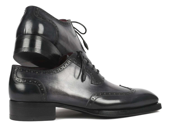 Paul Parkman Goodyear Welted Men's Wingtip Oxfords Black & Gray (ID#6819-GRY) - WKshoes