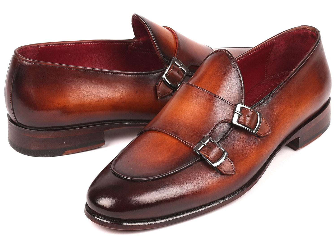 Paul Parkman Men's Brown Double Monkstrap Shoes (ID#HT61BRW) - WKshoes