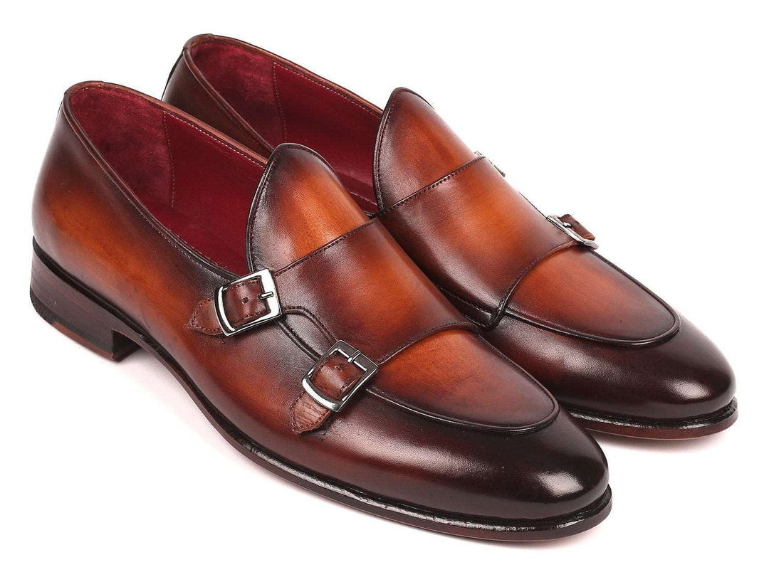 Paul Parkman Men's Brown Double Monkstrap Shoes (ID#HT61BRW) - WKshoes