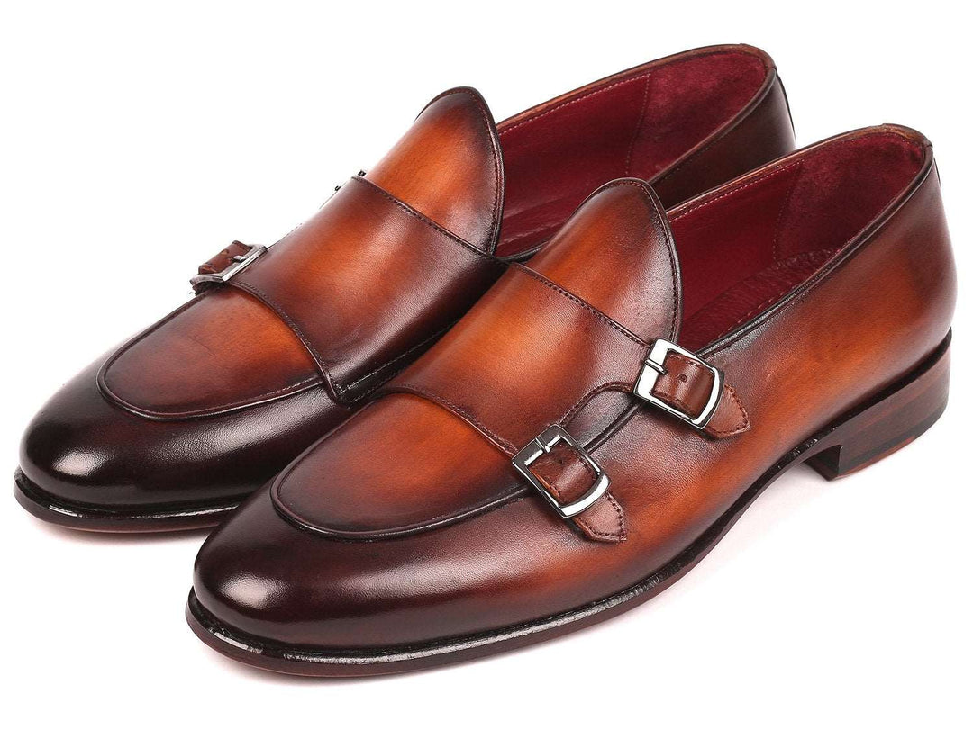 Paul Parkman Men's Brown Double Monkstrap Shoes (ID#HT61BRW) - WKshoes