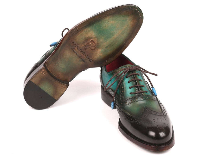 Paul Parkman Brown & Green Wingtip Oxfords Goodyear Welted (ID#027-BRWGRN)