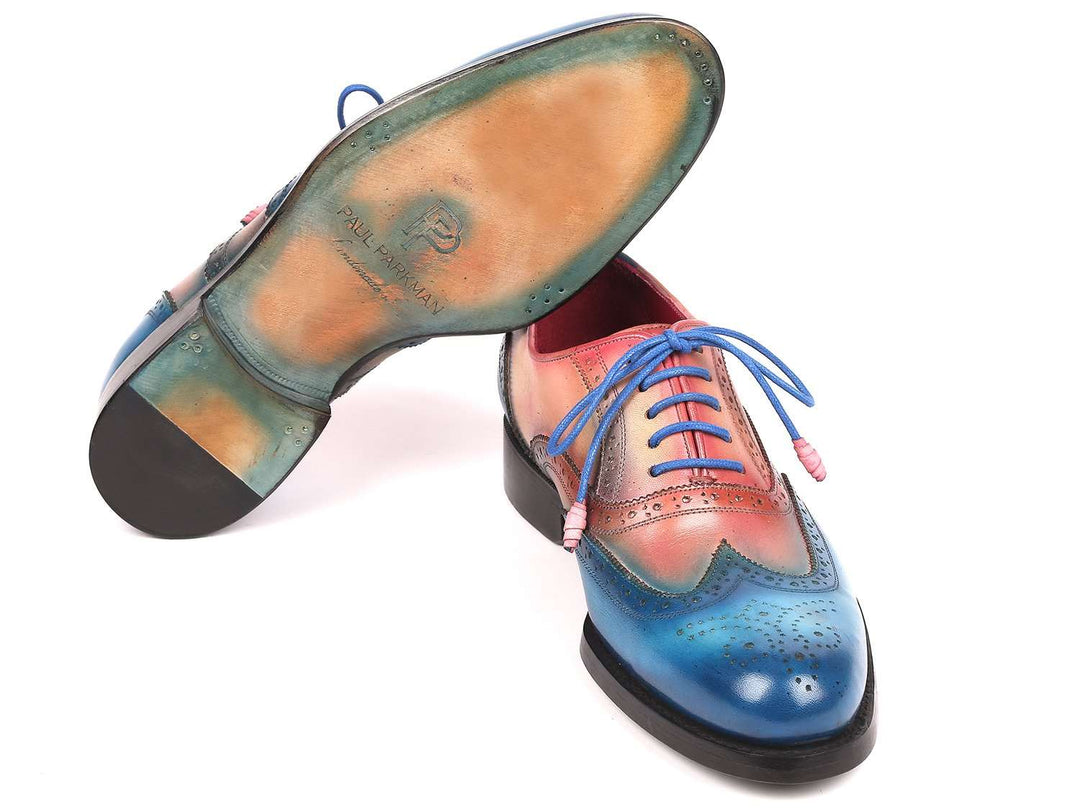 Paul Parkman Blue & Pink Men's Wingtip Oxfords - WKshoes