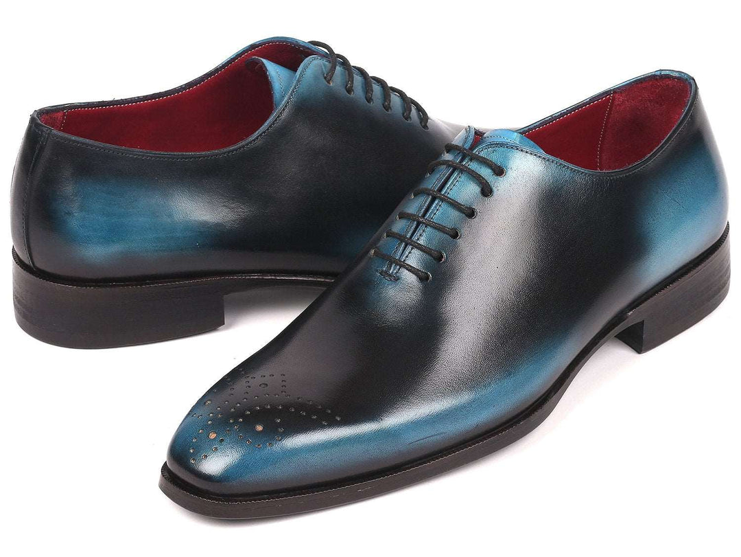 Paul Parkman Men's Black & Blue Wholecut Oxfords (ID#KR884BLU) - WKshoes