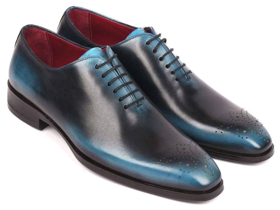 Paul Parkman Men's Black & Blue Wholecut Oxfords (ID#KR884BLU) - WKshoes