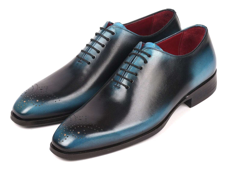 Paul Parkman Men's Black & Blue Wholecut Oxfords (ID#KR884BLU) - WKshoes