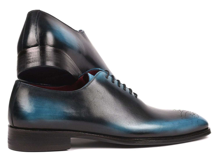 Paul Parkman Men's Black & Blue Wholecut Oxfords (ID#KR884BLU) - WKshoes