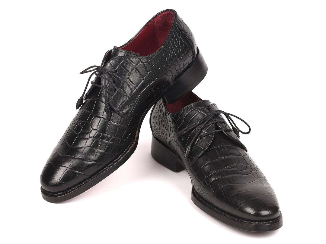 Paul Parkman Crocodile Embossed Goodyear Welted Derby Shoes - WKshoes