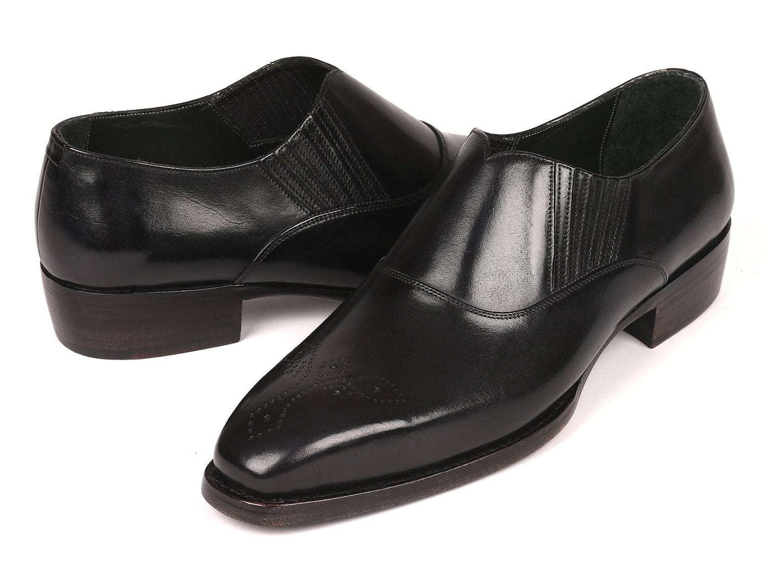 Paul Parkman Goodyear Welted Black Elasticated Loafers (ID#GH861TR) - WKshoes