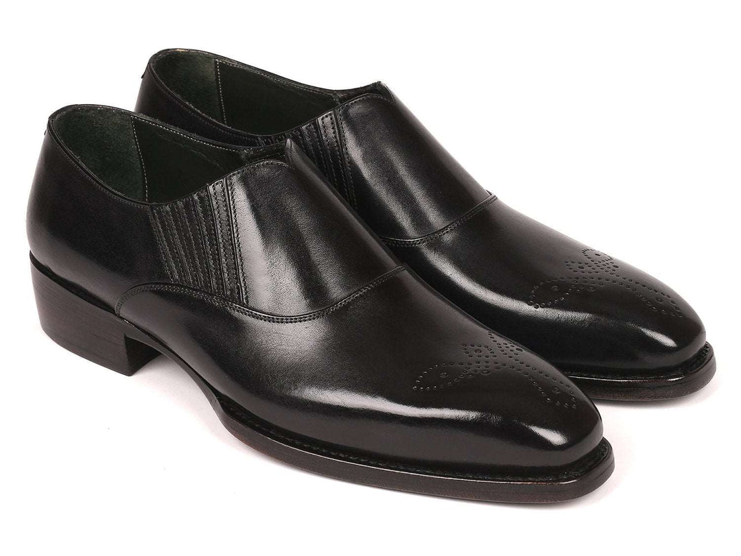 Paul Parkman Goodyear Welted Black Elasticated Loafers (ID#GH861TR) - WKshoes