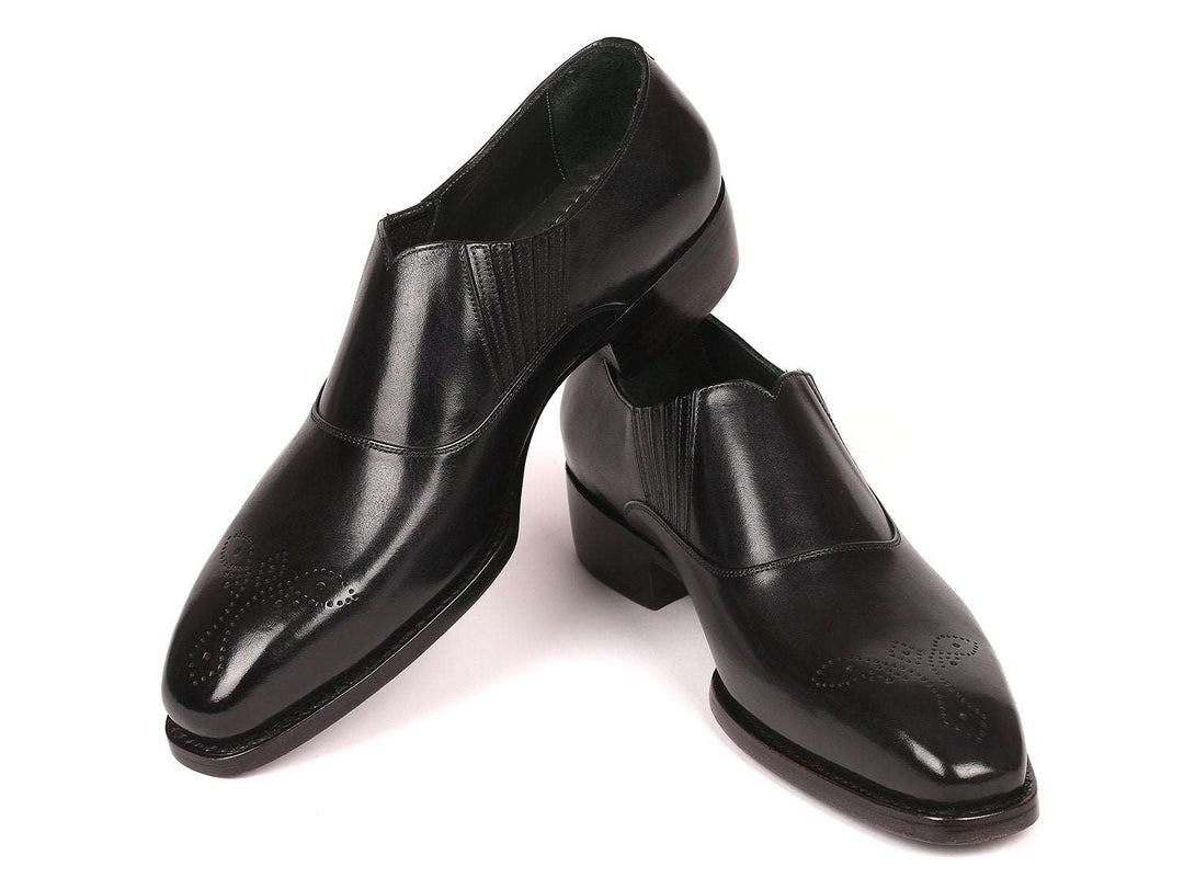 Paul Parkman Goodyear Welted Black Elasticated Loafers (ID#GH861TR) - WKshoes